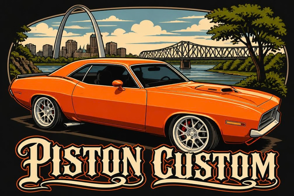 T-Shirt Piston Custom – challenger orange