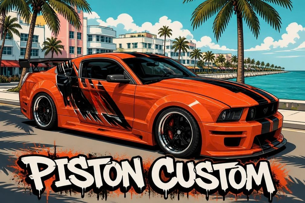T-shirt Piston Custom – Mustang palm beach