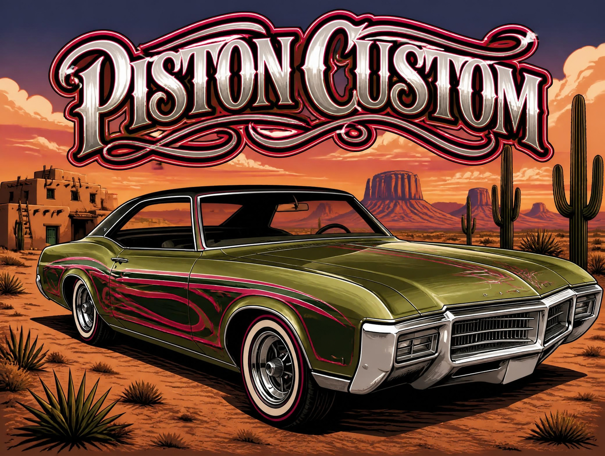T-shirt piston custom- lowrider green