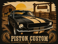 T-shirt Piston Custom – Black Gold car