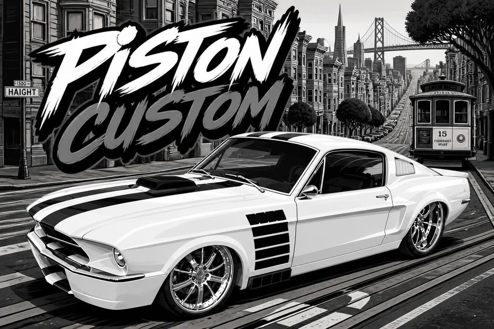T-shirt Piston Custom – White Stallion SF